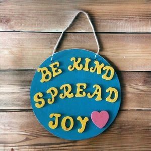 Handcrafted Blue Be Kind Spread Joy Heart Embellishment Garden Yard Decor Sign